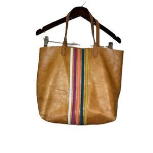 Madewell Bags The Transport Tulip Multi Rainbow Stripe Leather Zip-Top Tote
